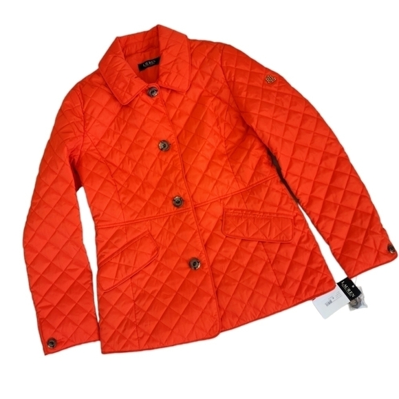 LAUREN RALPH LAUREN Quilted Jacket Spicy Orange Color Size small womens - Picture 1 of 11